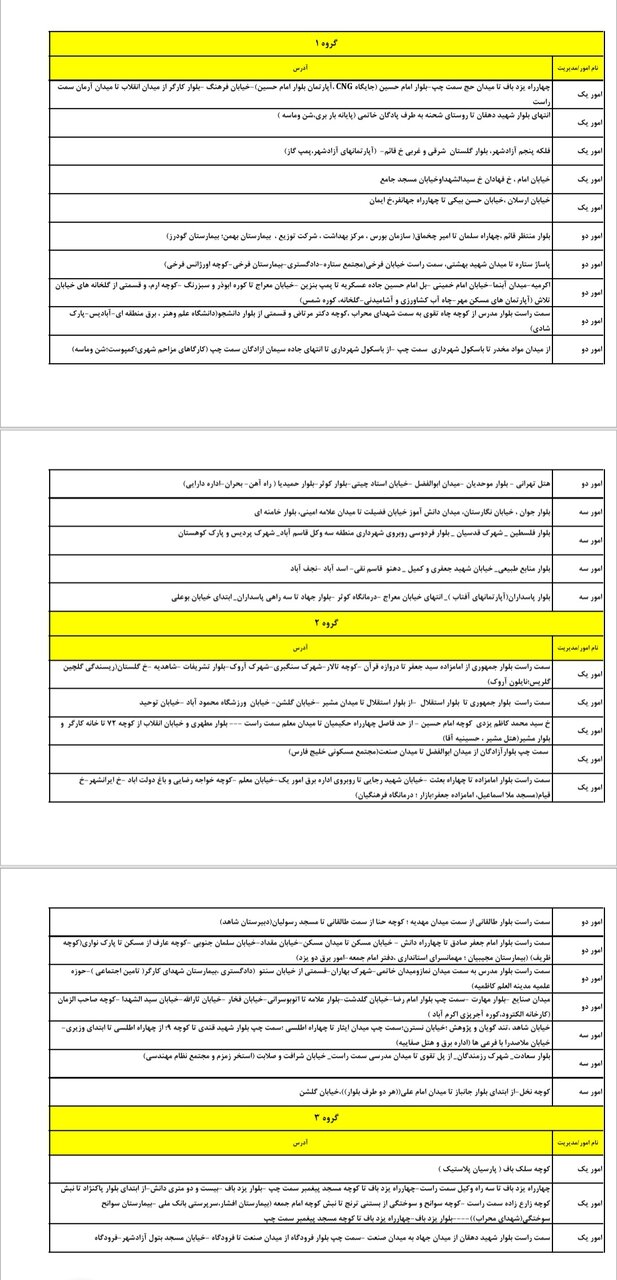 جدول کامل خاموشی برق یزد چهارشنبه ۴ تیر ۱۴۰۴ / زمان‌بندی قطعی برق گروه‌های مختلف