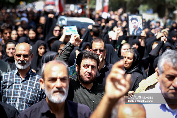 مراسم تشییع پیکر شهدای حملات رژیم صهیونیستی در همدان