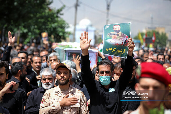 مراسم تشییع پیکر شهدای حملات رژیم صهیونیستی در همدان