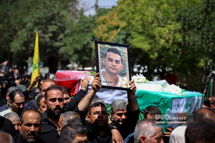 مراسم تشییع پیکر شهدای حملات رژیم صهیونیستی در همدان