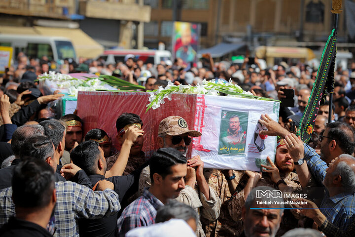 مراسم تشییع پیکر شهدای حملات رژیم صهیونیستی در همدان