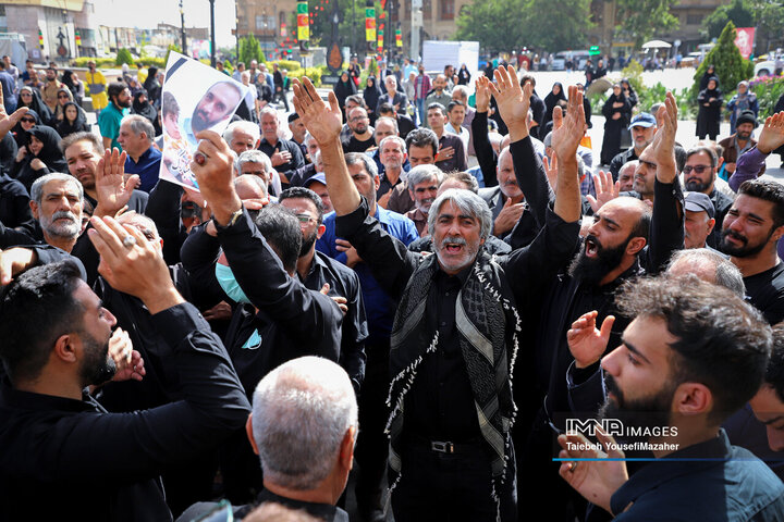 مراسم تشییع پیکر شهدای حملات رژیم صهیونیستی در همدان