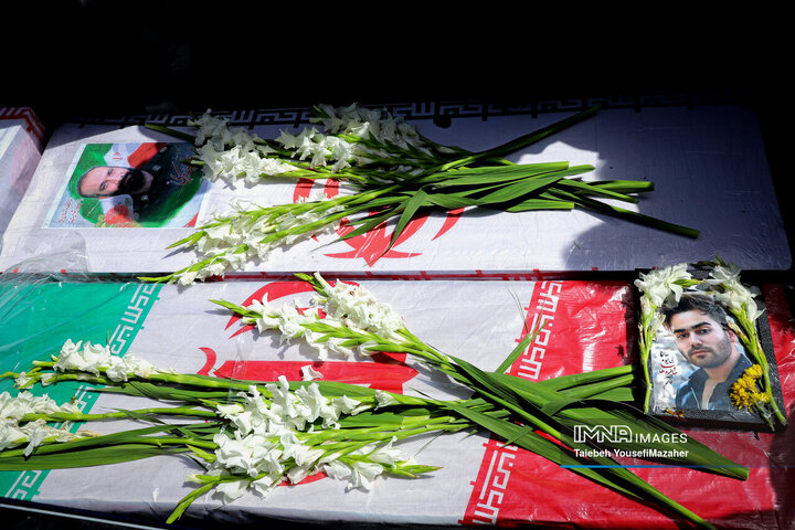 مراسم تشییع پیکر شهدای حملات رژیم صهیونیستی در همدان