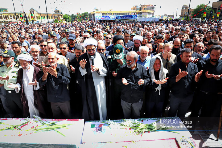 مراسم تشییع پیکر شهدای حملات رژیم صهیونیستی در همدان