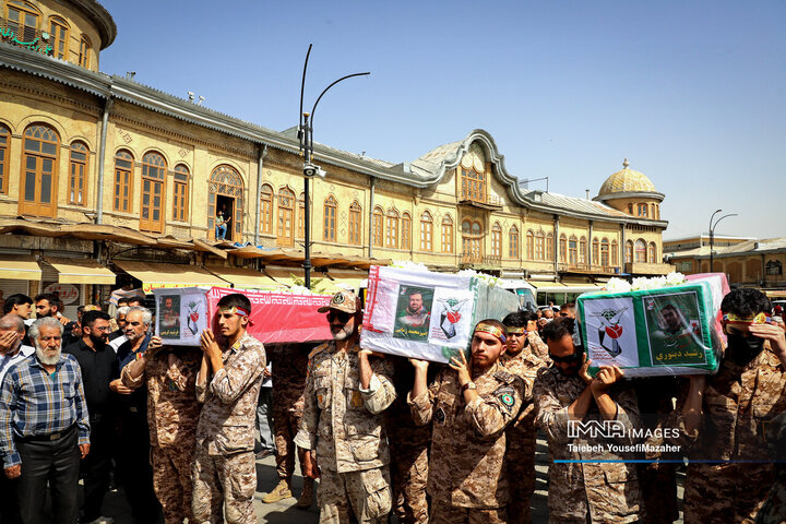 مراسم تشییع پیکر شهدای حملات رژیم صهیونیستی در همدان