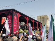 بدرقه باشکوه ۱۵ شهید جنایت رژیم صهیونیستی در مشهد + فیلم