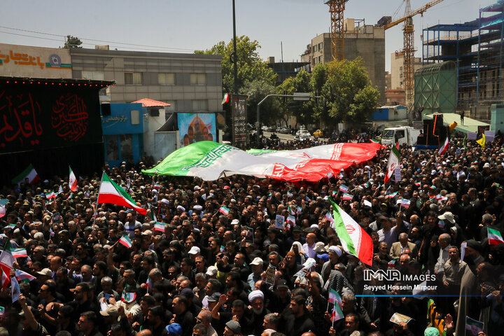 مراسم تشییع 15 شهید تجاوز رژیم صهیونیستی به کشور در همدان