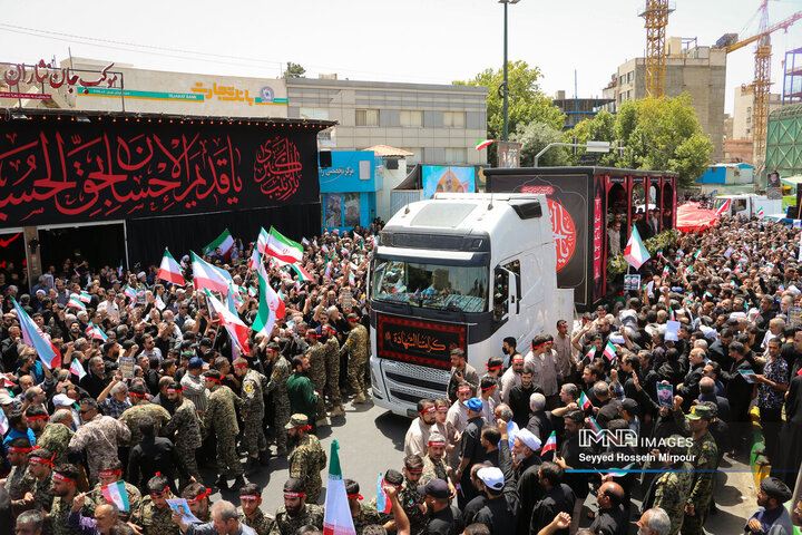 مراسم تشییع 15 شهید تجاوز رژیم صهیونیستی به کشور در همدان