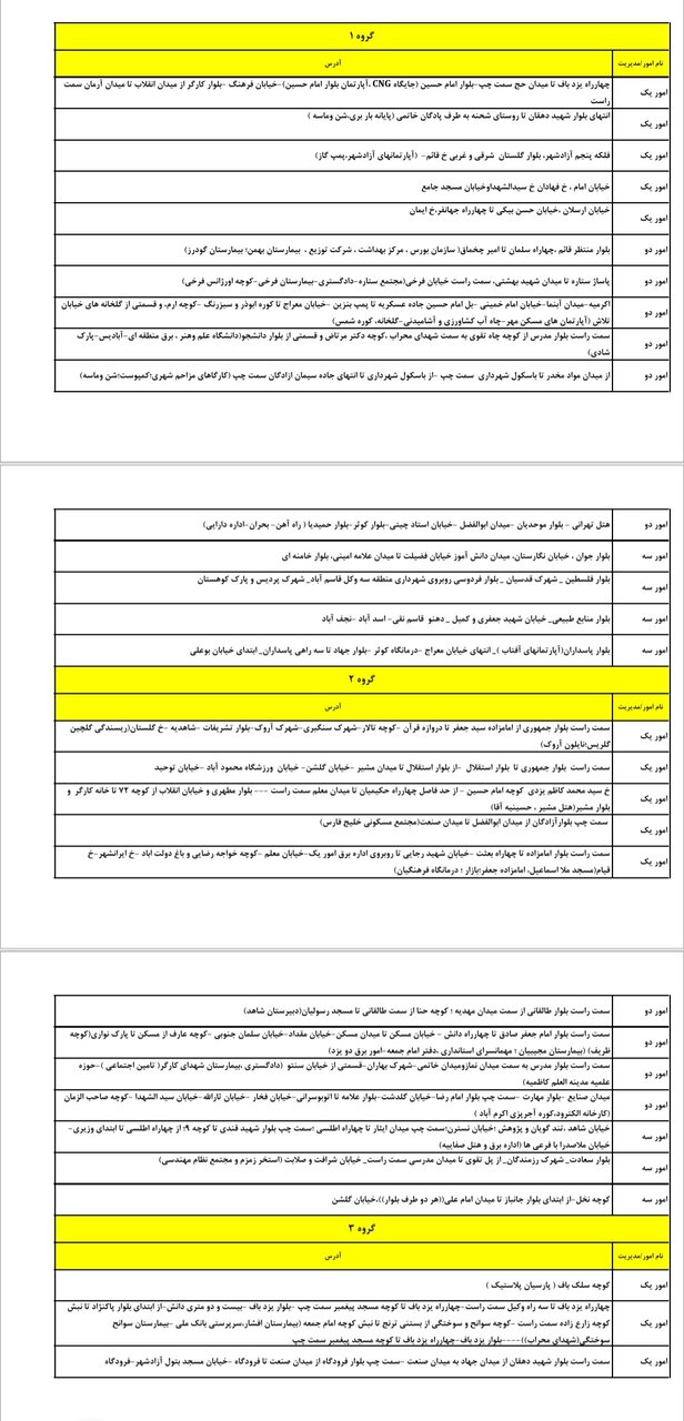 جدول کامل خاموشی برق یزد شنبه ۷ تیر ۱۴۰۴ / زمان‌بندی قطعی برق گروه‌های مختلف