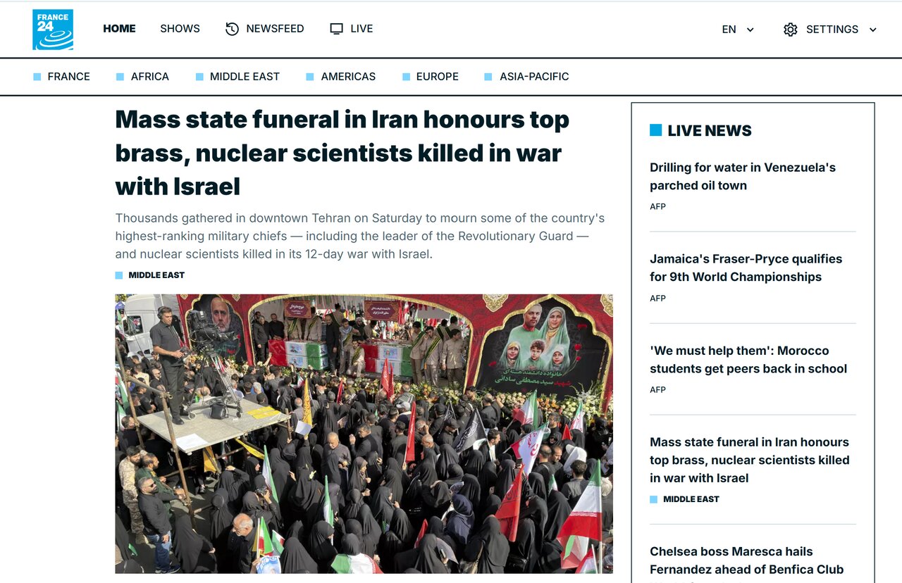 بازتاب مراسم باشکوه تشییع شهدای اقتدار در رسانههای جهان