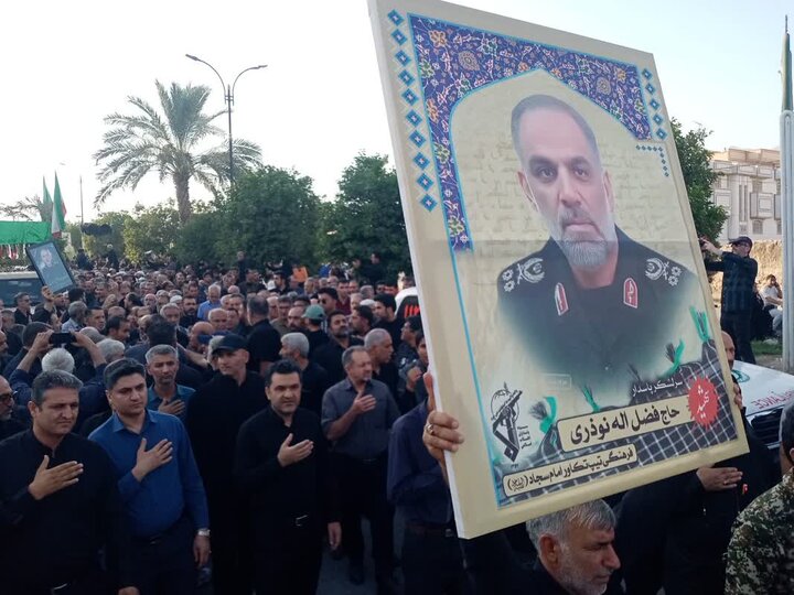 پیکر سرلشکر شهید حاج فضل‌الله نوذری در آغوش خاک آرام گرفت + فیلم