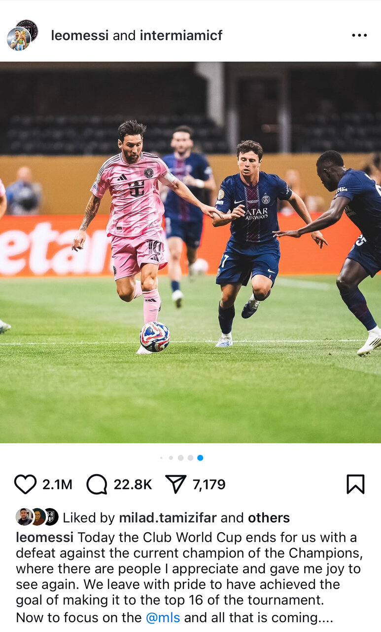 واکنش مسی به حذف از جام‌جهانی باشگاه‌ها / حذف شدیم اما سربلندیم + عکس