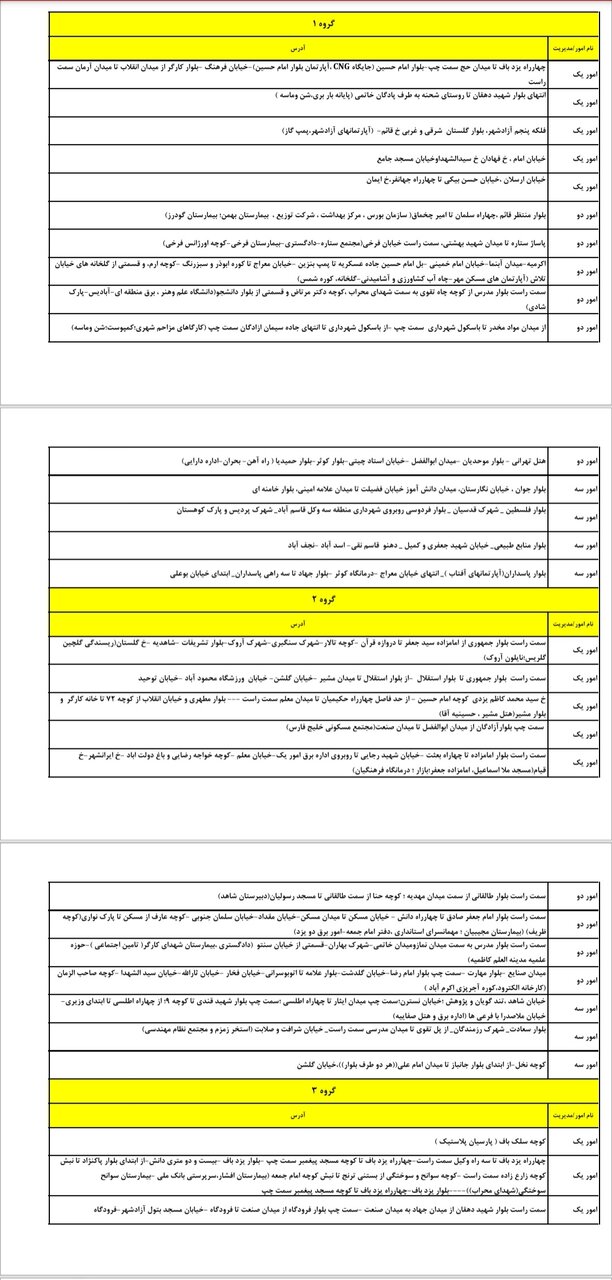 جدول کامل خاموشی برق یزد سهشنبه ۱۰ تیر ۱۴۰۴ / زمانبندی قطعی برق گروههای مختلف