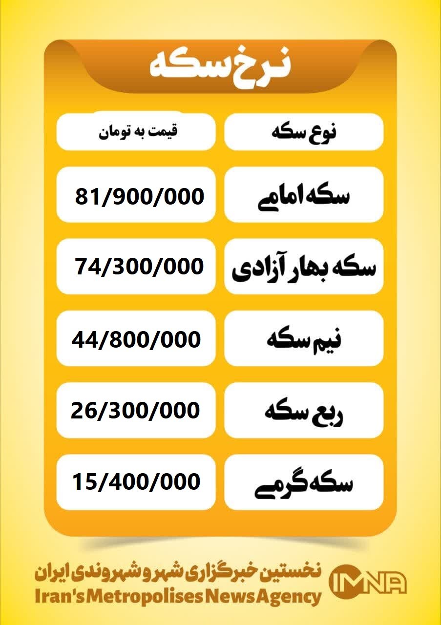 قیمت سکه امروز چهارشنبه ۱۱ تیر ۱۴۰۴