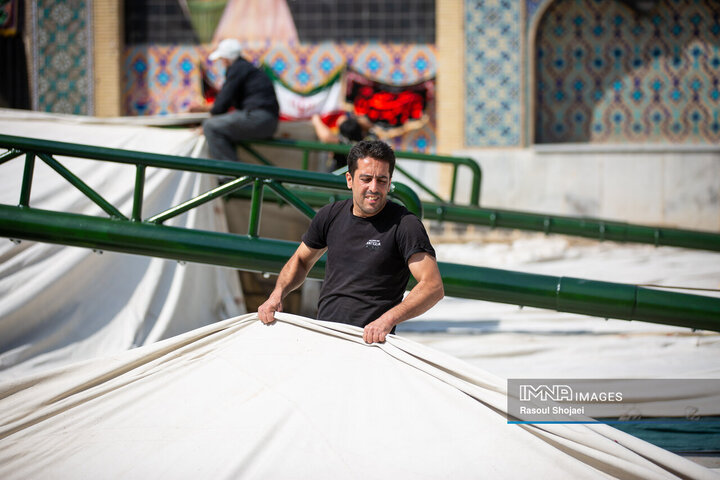 مراسم برافراشتن خیمه‌گاه حسینی امامزاده هارونیه(ع) اصفهان