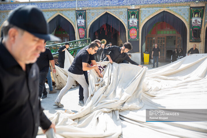 مراسم برافراشتن خیمه‌گاه حسینی امامزاده هارونیه(ع) اصفهان