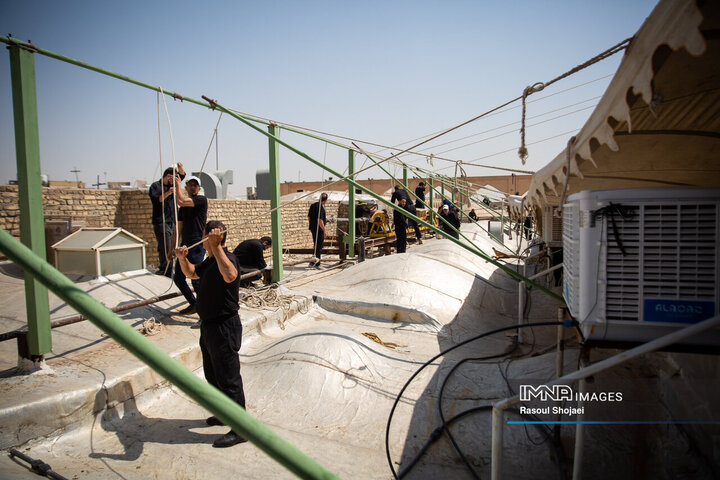 مراسم برافراشتن خیمه‌گاه حسینی امامزاده هارونیه(ع) اصفهان