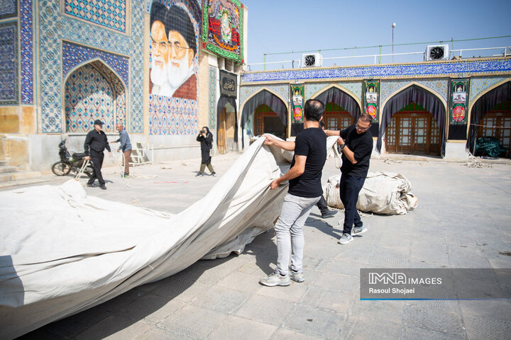 مراسم برافراشتن خیمه‌گاه حسینی امامزاده هارونیه(ع) اصفهان