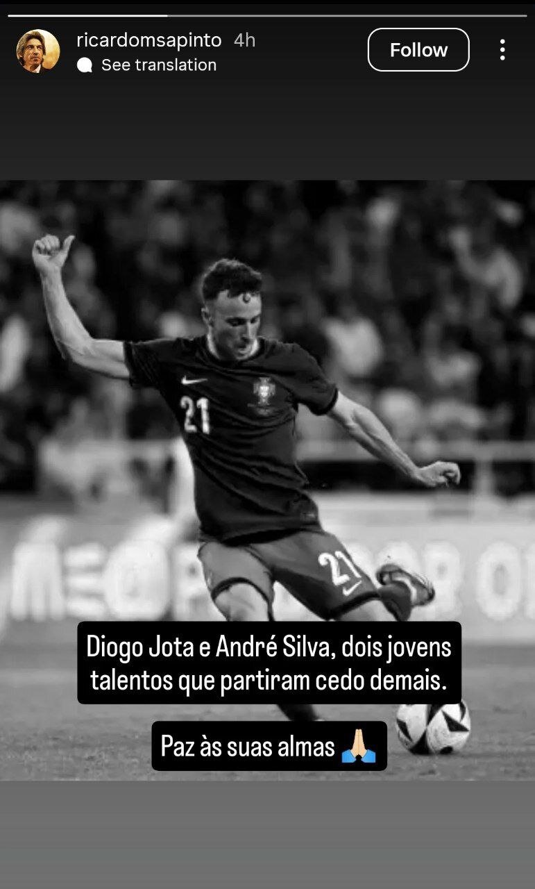 واکنش ساپینتو به مرگ دیگو ژوتا + عکس