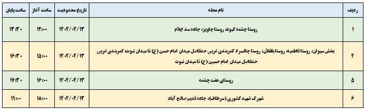 برنامه قطعی برق ایلام امروز جمعه سیزدهم تیر + جدول