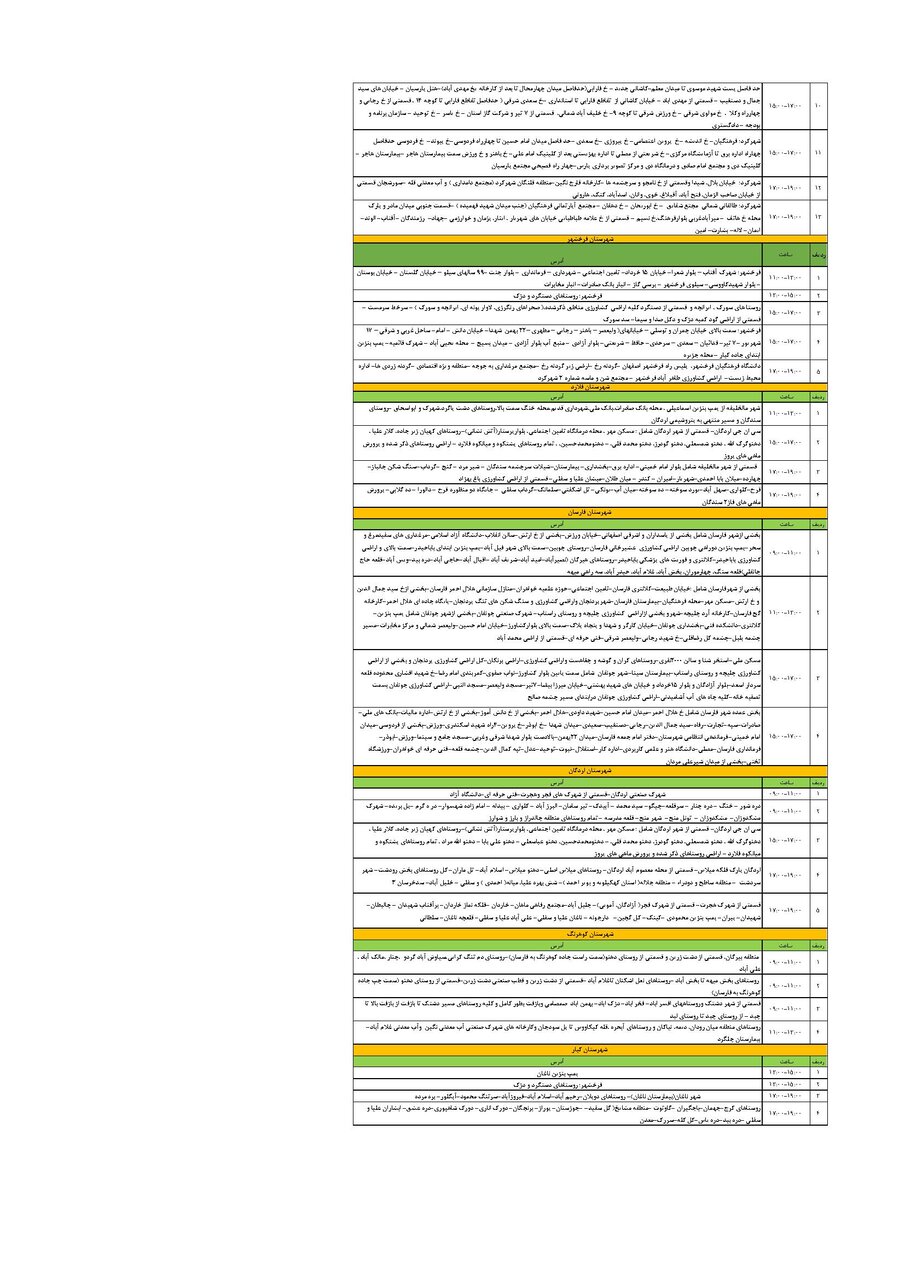 برنامه قطعی برق چهارمحال‌ و بختیاری‌ شنبه ۱۴ تیر + جدول
