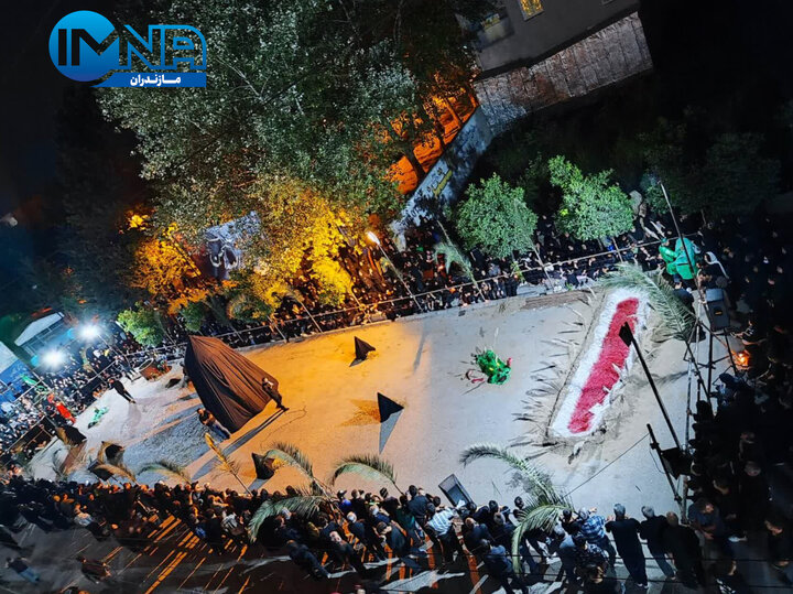 فیلم| مراسم خیمه‌سوزان و شام غریبان شهدای دشت کربلا در ساری