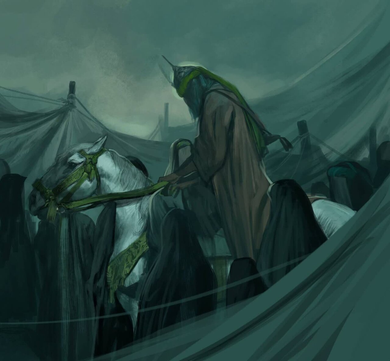 تابلوهایت وداع و اشک؛ آفرینشهای استاد روحالامین در سوگ عاشورا + عکس