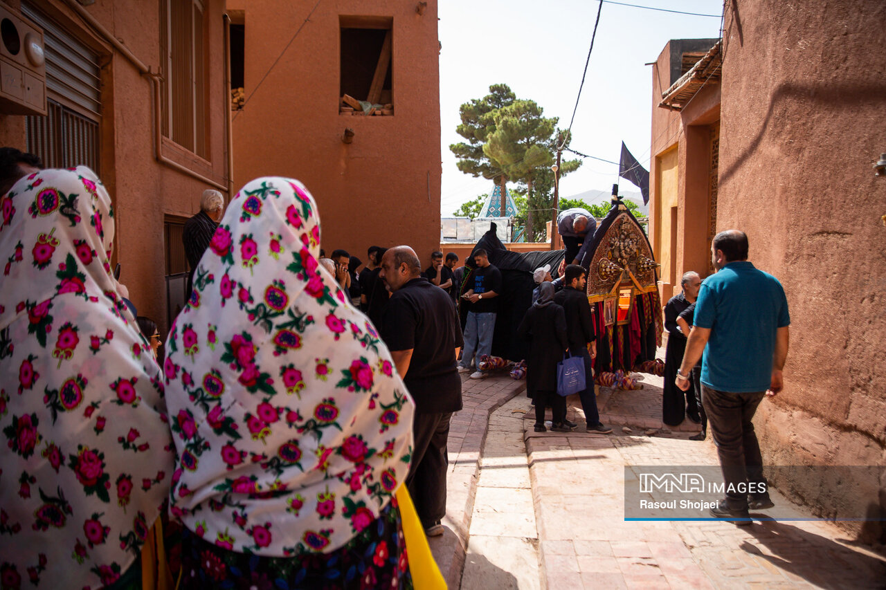 گردشگران در کوچههای سنتی ابیانه