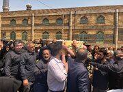فیلم|رجزخوانی همرزم شهید محمدی؛ وداعی جانسوز در مصلی الغدیر