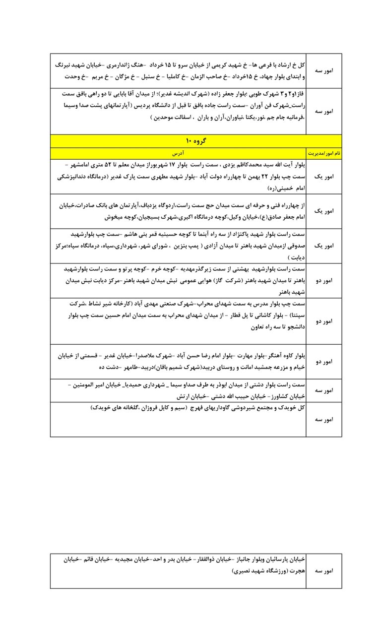 جدول کامل خاموشی برق یزد شنبه ۲۱ تیر ۱۴۰۴ / زمان‌بندی قطعی برق گروه‌های مختلف