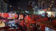 آتش‌سوزی گسترده یک مجموعه تجاری در مشهد