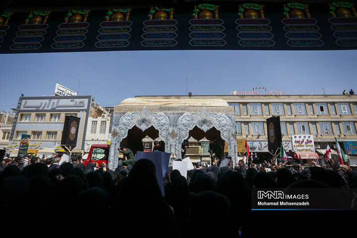 تشییع پیکر مطهر 2 شهید تجاوز رژیم صهیونیستی به کشور درقم