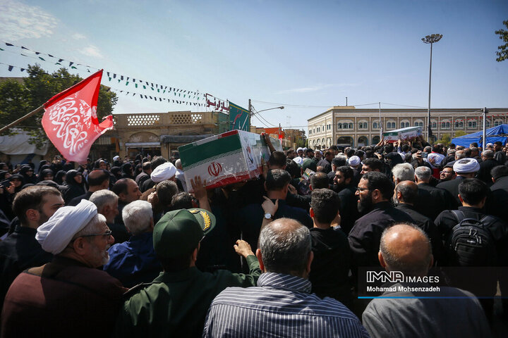 تشییع پیکر مطهر 2 شهید تجاوز رژیم صهیونیستی به کشور درقم