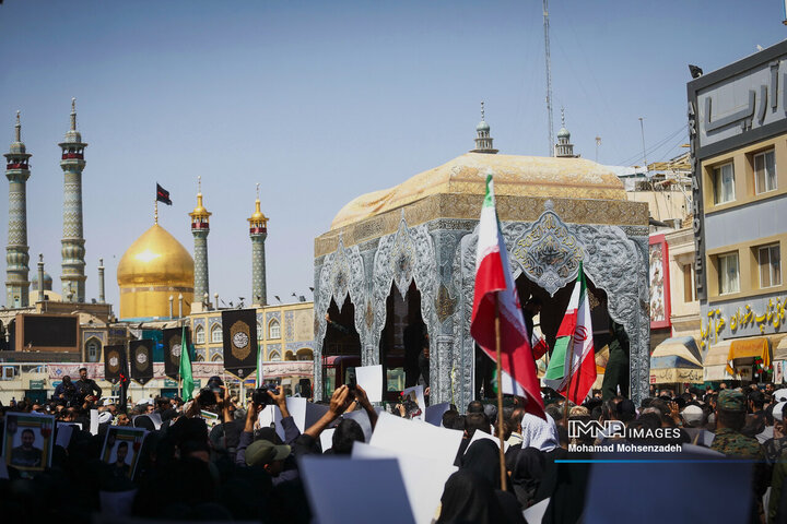 تشییع پیکر مطهر 2 شهید تجاوز رژیم صهیونیستی به کشور درقم