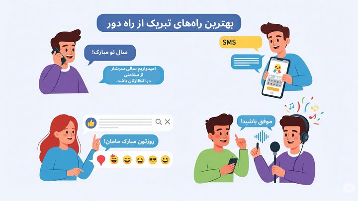 بهترین راههای تبریک از راه دور: نمونه پیامکهای صمیمی، حرفهای و مناسبتی بهترین راههای تبریک از راه دور: نمونه پیامکهای صمیمی، حرفهای و مناسبتی