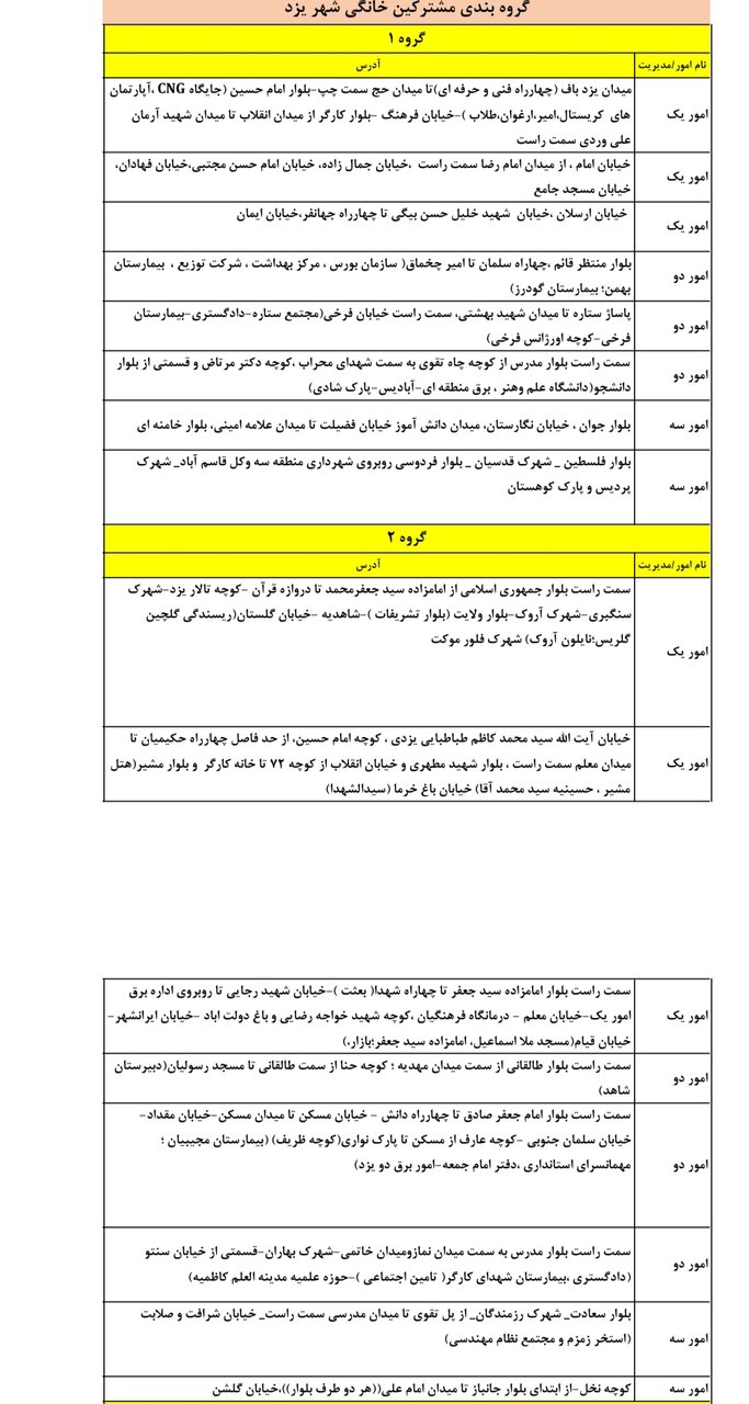 جدول کامل خاموشی برق یزد چهارشنبه ۲۵ تیر ۱۴۰۴ / زمانبندی قطعی برق گروههای مختلف