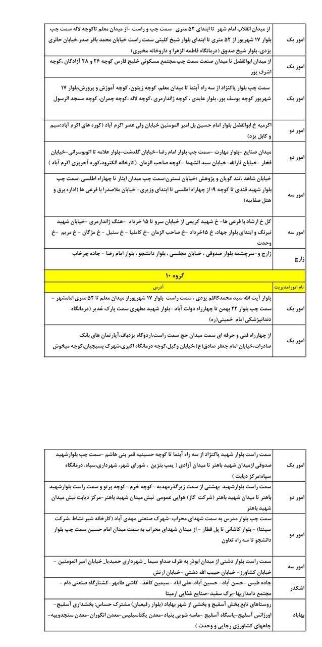 جدول کامل خاموشی برق یزد چهارشنبه ۲۵ تیر ۱۴۰۴ / زمانبندی قطعی برق گروههای مختلف
