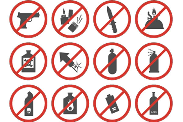 ایکون اشیا ممنوعه در کابین هواپیما