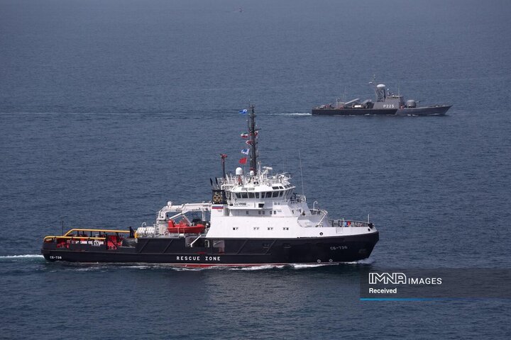 اجرای تمرین عکسبرداری هوایی (Photo Ex)و صورت‌بندی و آرایش‌های تاکتیکی در رزمایش مرکب امداد و نجات 2025 دریای خزر