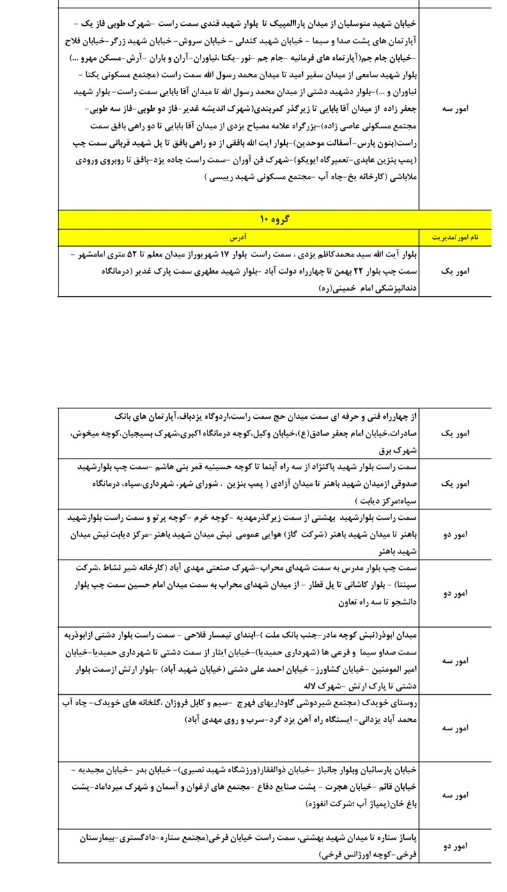 جدول کامل خاموشی برق یزد دوشنبه ۶ مرداد ۱۴۰۴ / زمانبندی قطعی برق ۳ ساعته گروههای مختلف