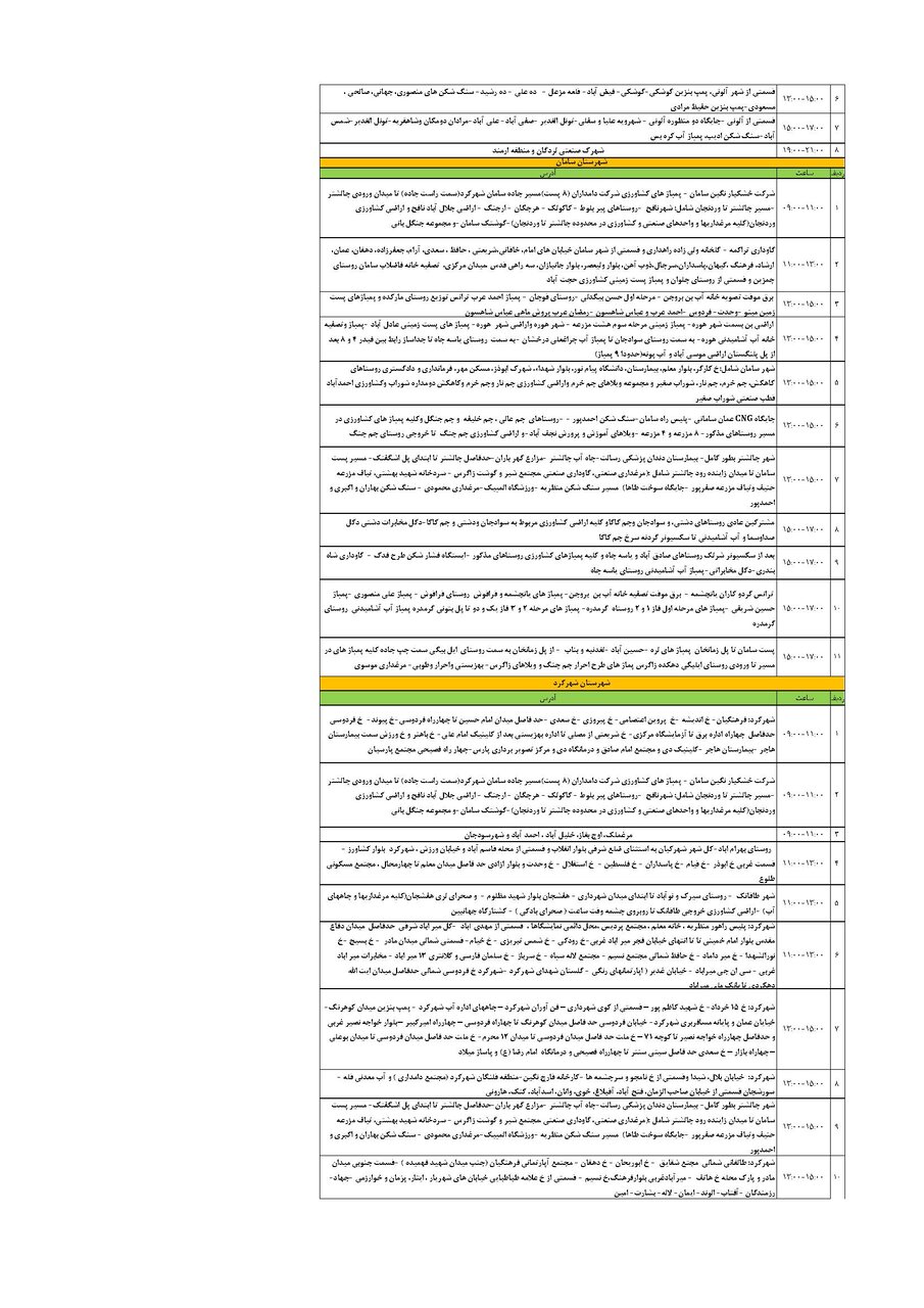 برنامه قطعی برق چهارمحال و بختیاری دوشنبه ۶ مرداد + جدول
