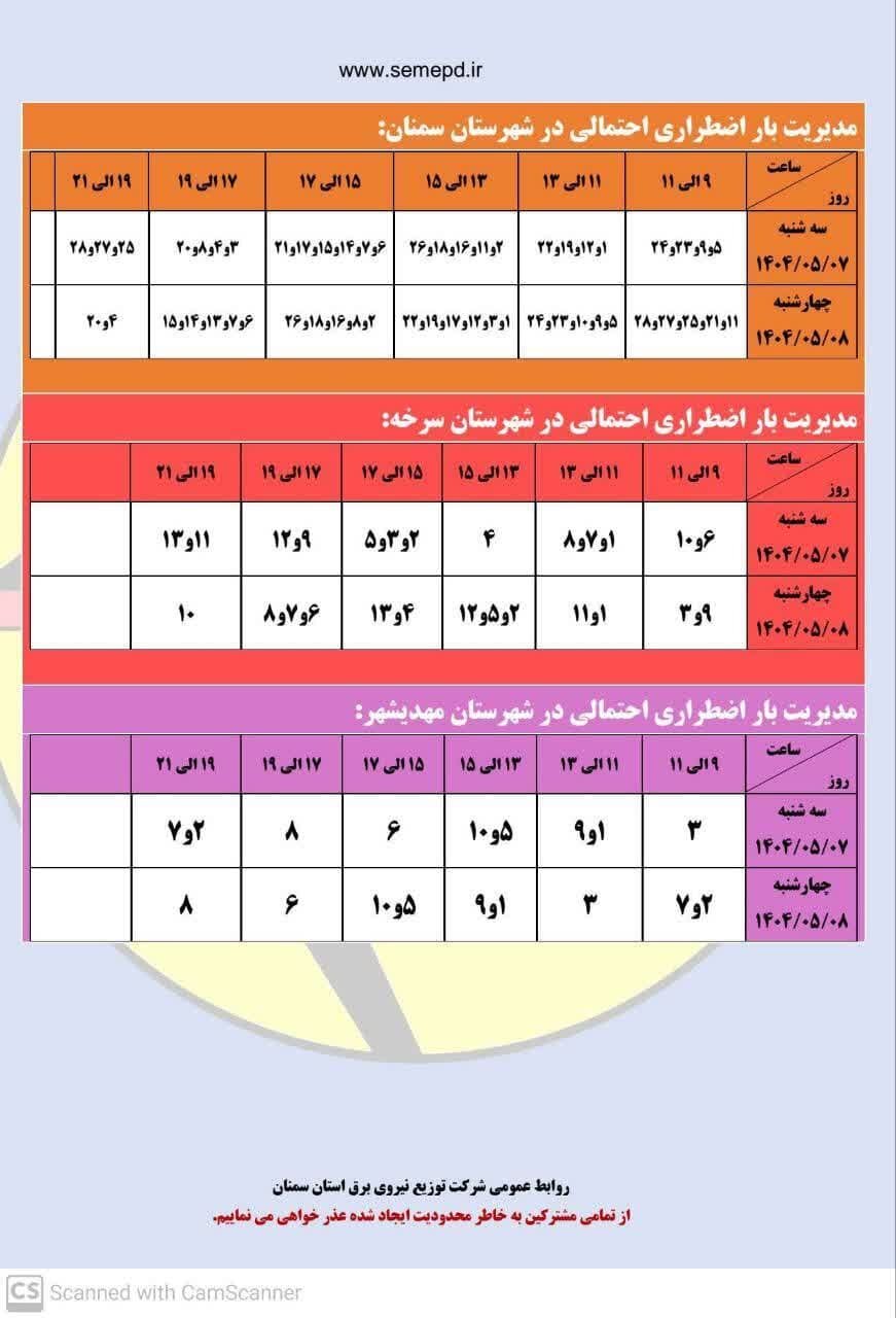 برنامه قطعی برق استان سمنان امروز چهارشنبه ۸ مرداد + لیست مناطق