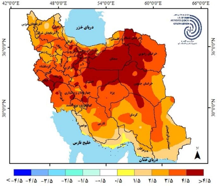 ثبت بیهنجاری منفی بارش در ۲۷ استان کشور / کاهش ۴۰.۳ میلیمتری بارشها