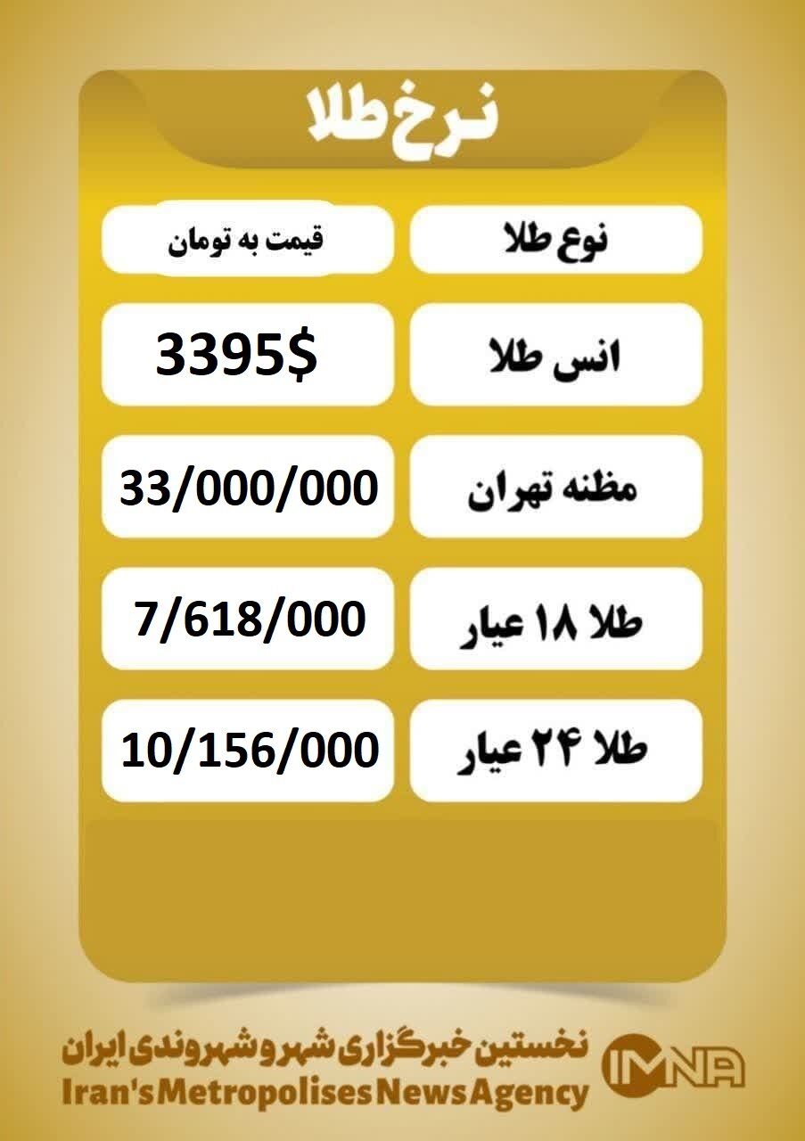 قیمت طلا امروز پنجشنبه ۱۶ مرداد ۱۴۰۴