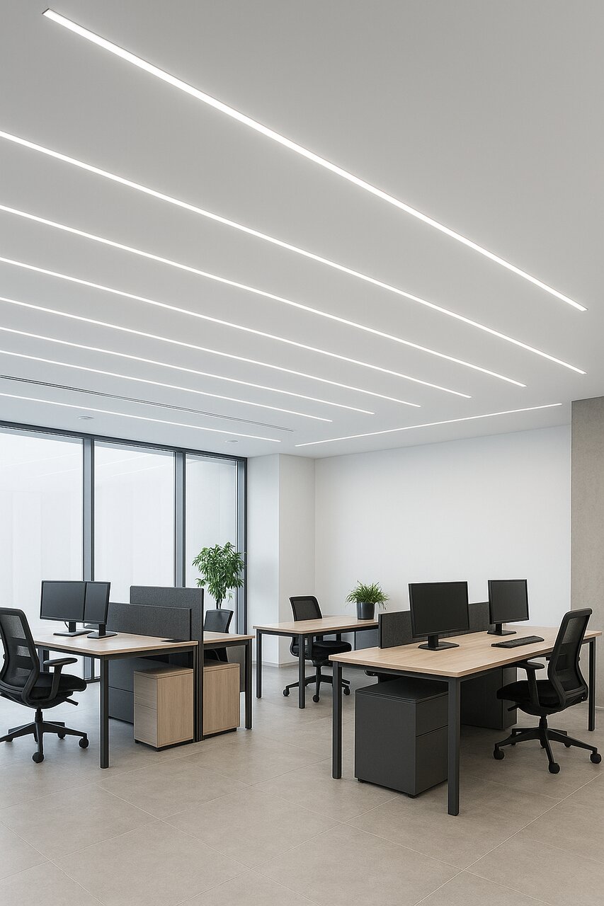 نورپردازی اداری با چراغ لاینر