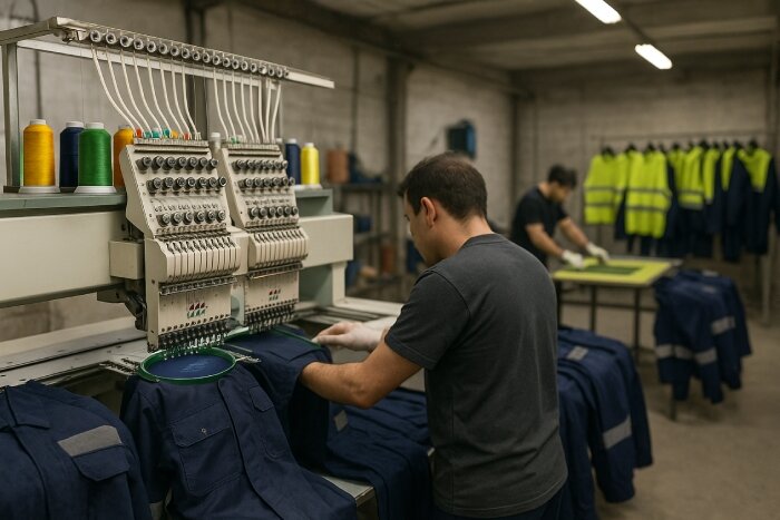 سفارش لباس کار جهت گل دوزی و چاپ لوگو روی لباس کار