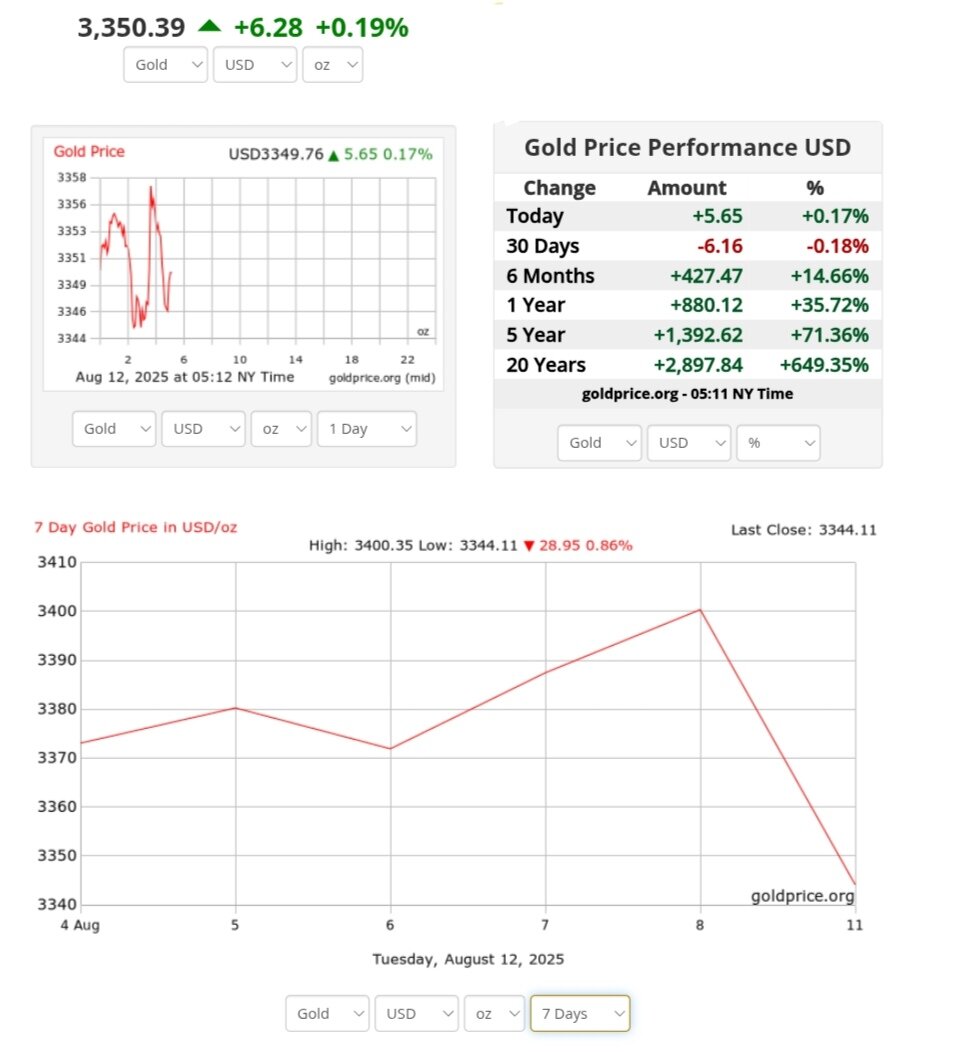 نمودار قیمت طلا ۲۱ مرداد ۱۴۰۴ + قیمت جهانی طلا