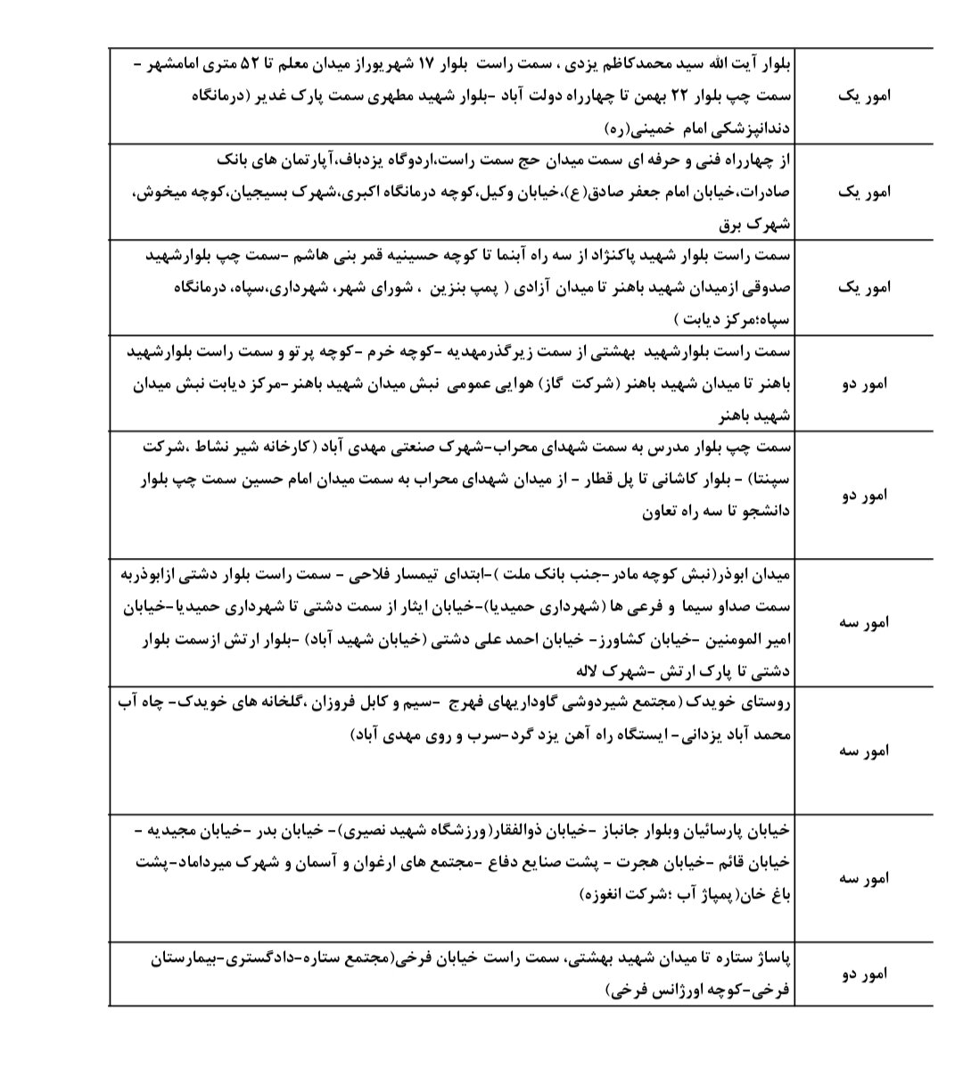 جدول قطعی برق یزد یکشنبه ۹ شهریور ۱۴۰۴ + ساعات خاموشی