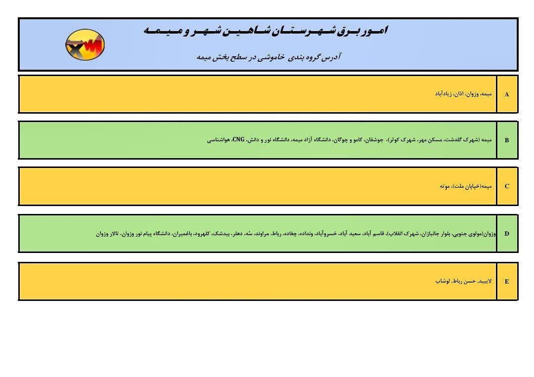 قطعی برق استان اصفهان امروز یکشنبه ۲ شهریور ۱۴۰۴ + جدول