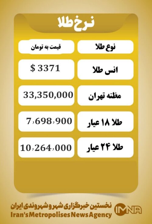 قیمت طلا امروز شنبه ۱ شهریور ۱۴۰۴